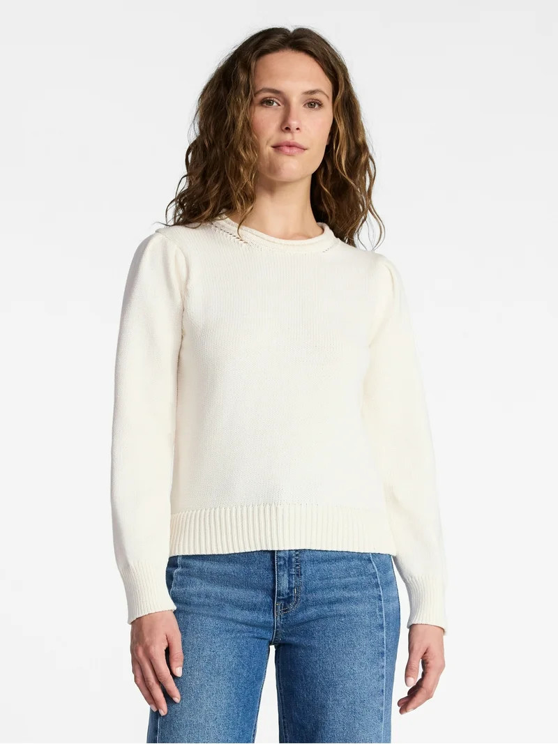 Time and Tru Women's Crewneck Sweater with Long Sleeves, Sizes XS-XXXL | Walmart (US)