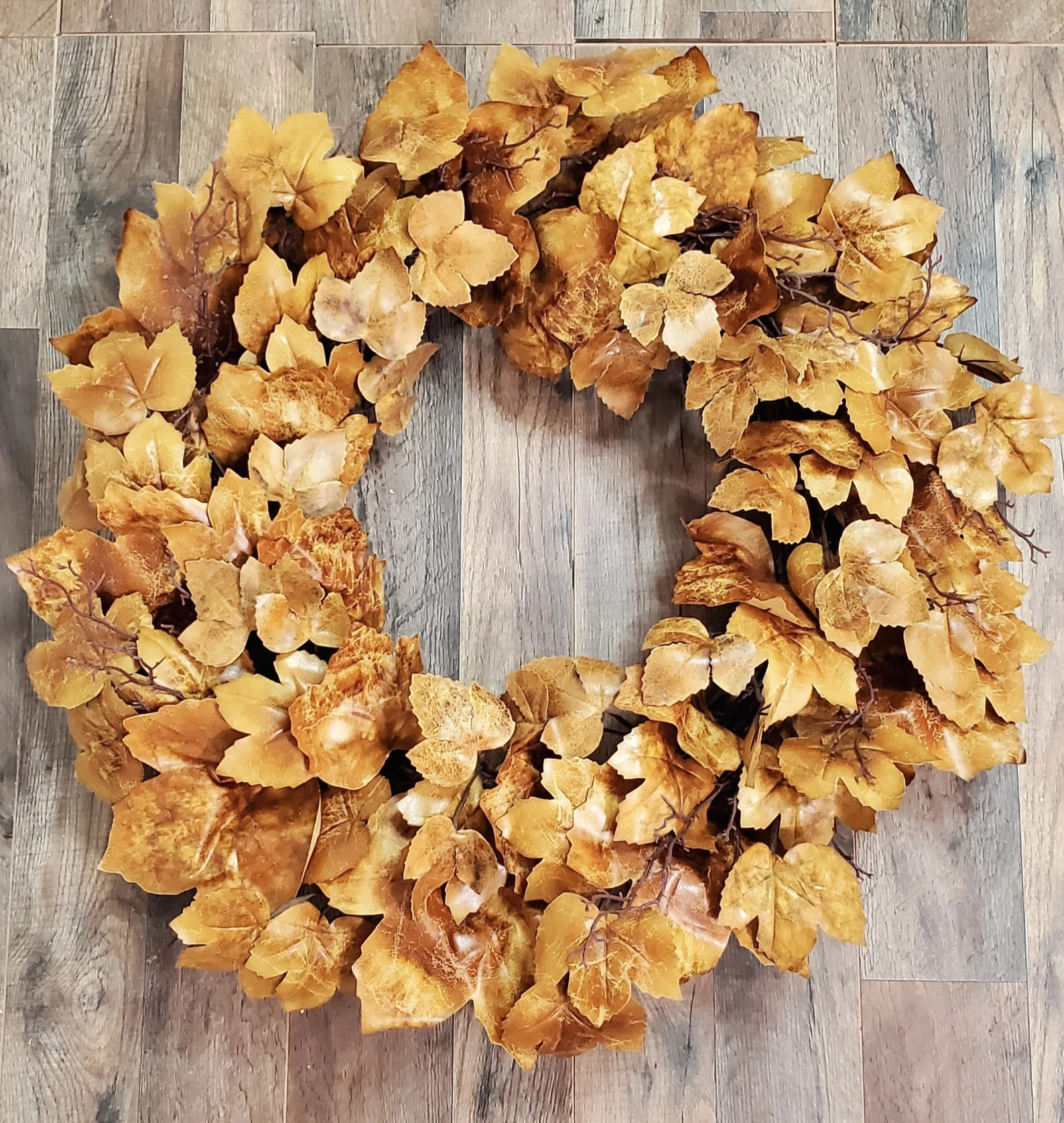 Old Maple Leaves 28" Fall Viral Wreath Large Autumn Brown Aged Dried Maple Leaf Stem Farmhouse De... | Etsy (Global)