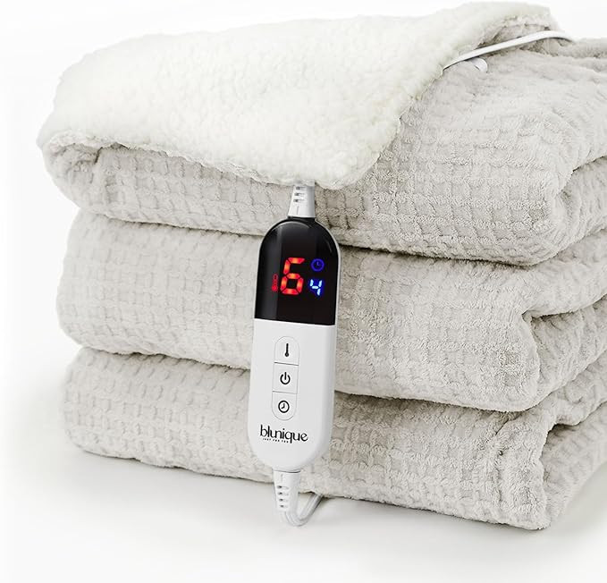 Heated Blanket Electric Throw Waffle, 50x60 Inches Sherpa Fleece Fast Heating Blanket 6 Heating L... | Amazon (US)