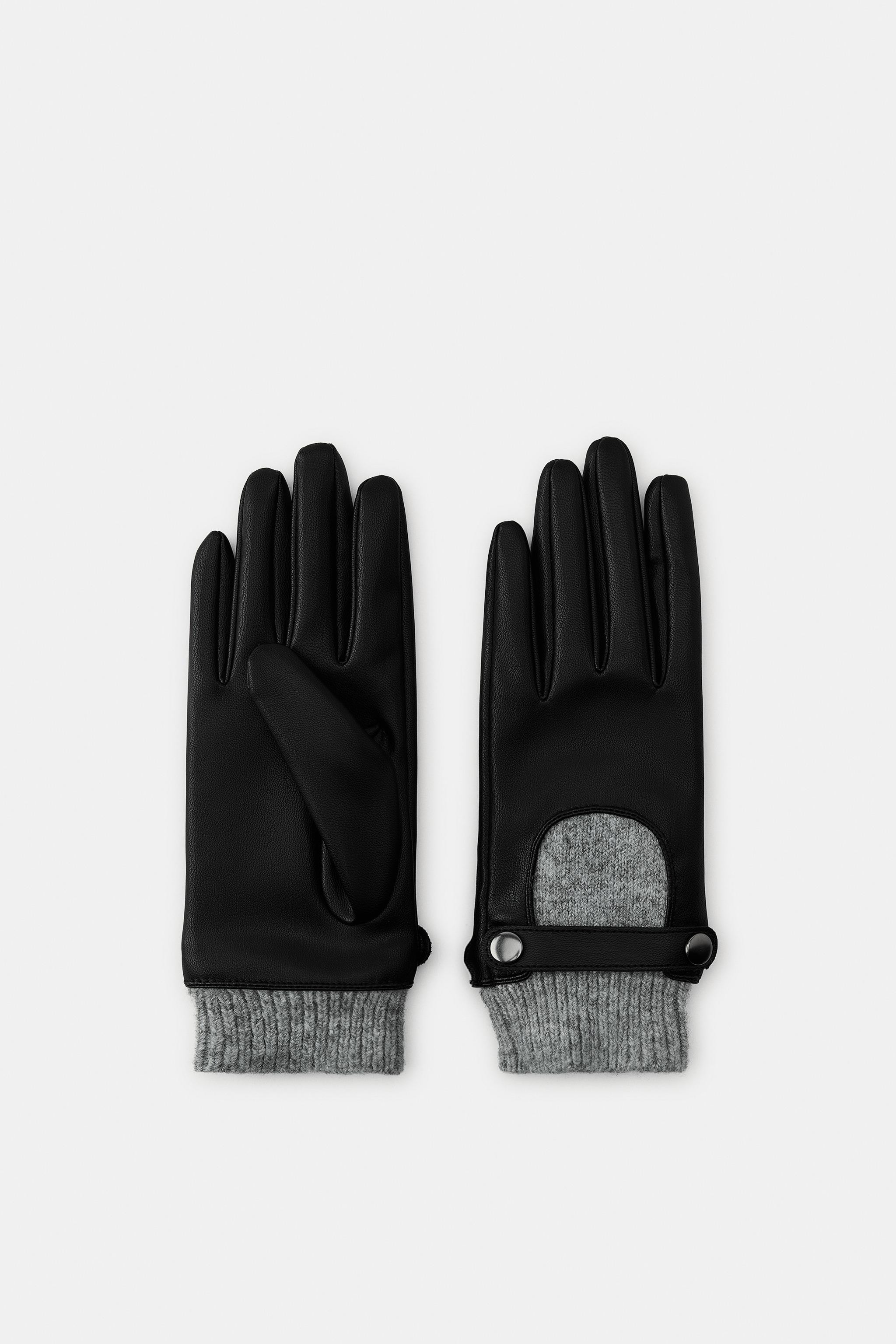 FAUX LEATHER COMBINATION GLOVES | Zara US