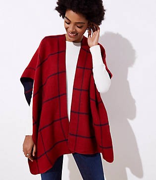 LOFT Reversible Plaid Poncho Wrap | LOFT