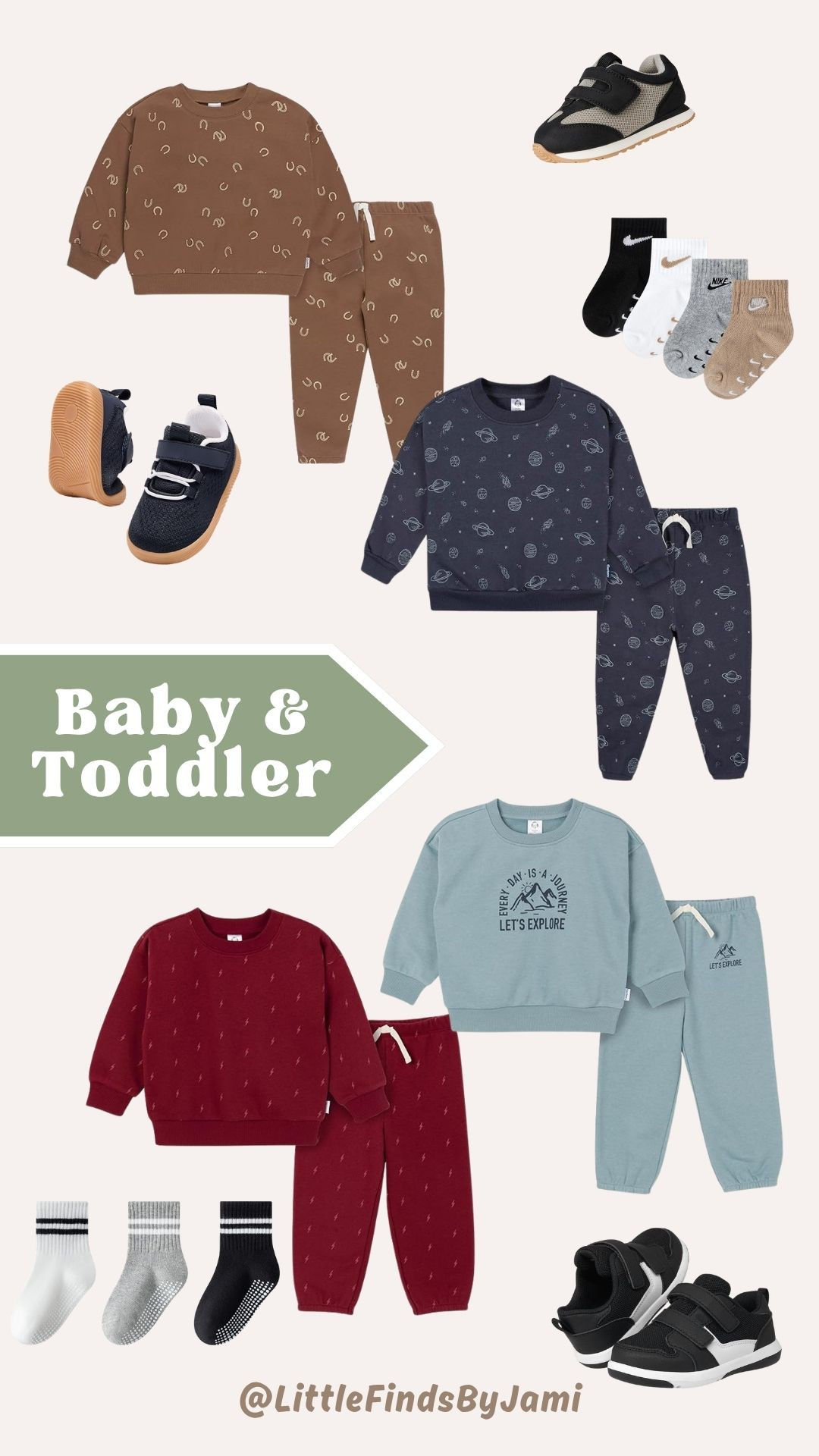 Baby and toddler boy sweat sets. Fall winter play outfits. Travel. Sneakers. Tennis shoes. Boy mom. Amazon.

#LTKKids #LTKmomlife #LTKootd