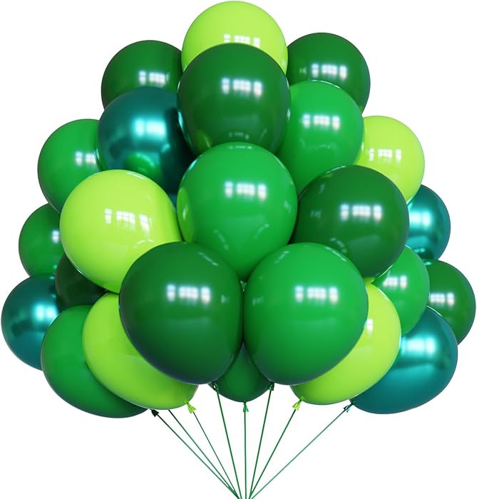 YMSZ Green Balloons, 67pcs 12 Inch Metallic Green Dark Green Lime Green Latex Balloons for St. Pa... | Amazon (US)