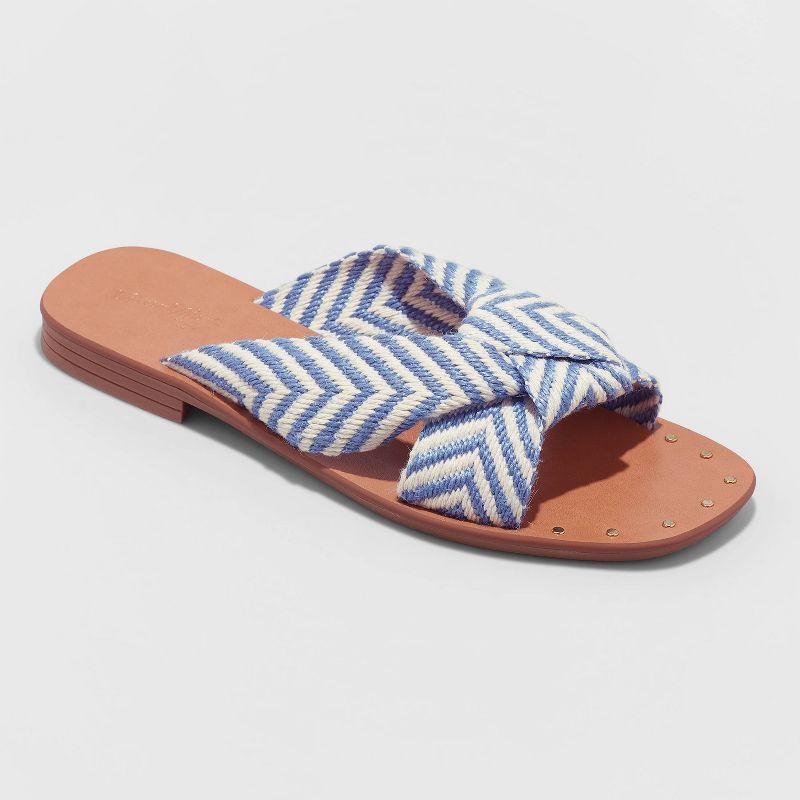 Women's Louise Chevron Print Knotted Slide Sandals - Universal Thread™ | Target