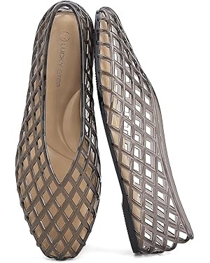 LUCKY STEP Women's Jelly Ballet Flats Mesh Casual Comfortable Jellies Shoes Clear Hollow Breathab... | Amazon (US)