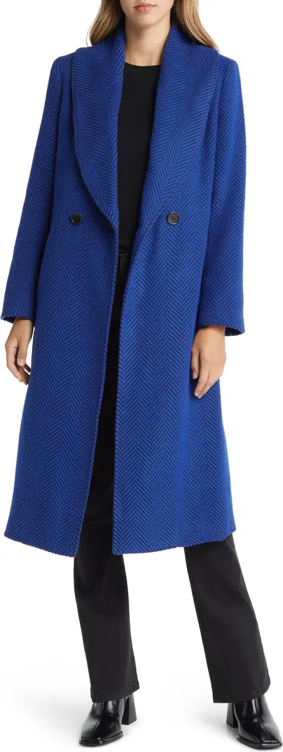 Chevron Print Shawl Collar Coat | Nordstrom