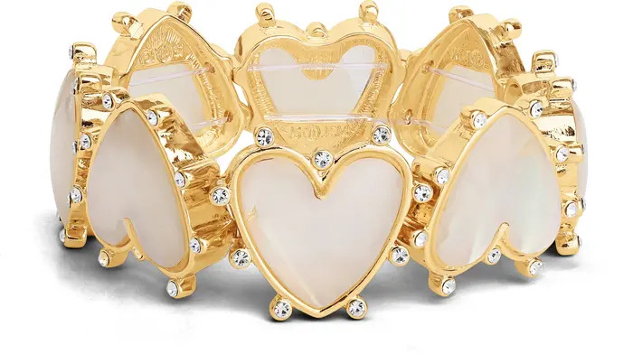 Gold-Tone Heart Bracelet with Rhinestone Embellishments | Nordstrom