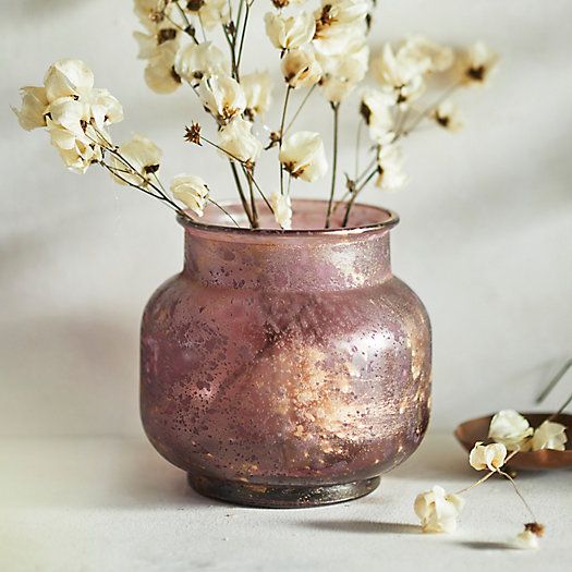 Antiqued Short Recycled Glass Vase | Terrain