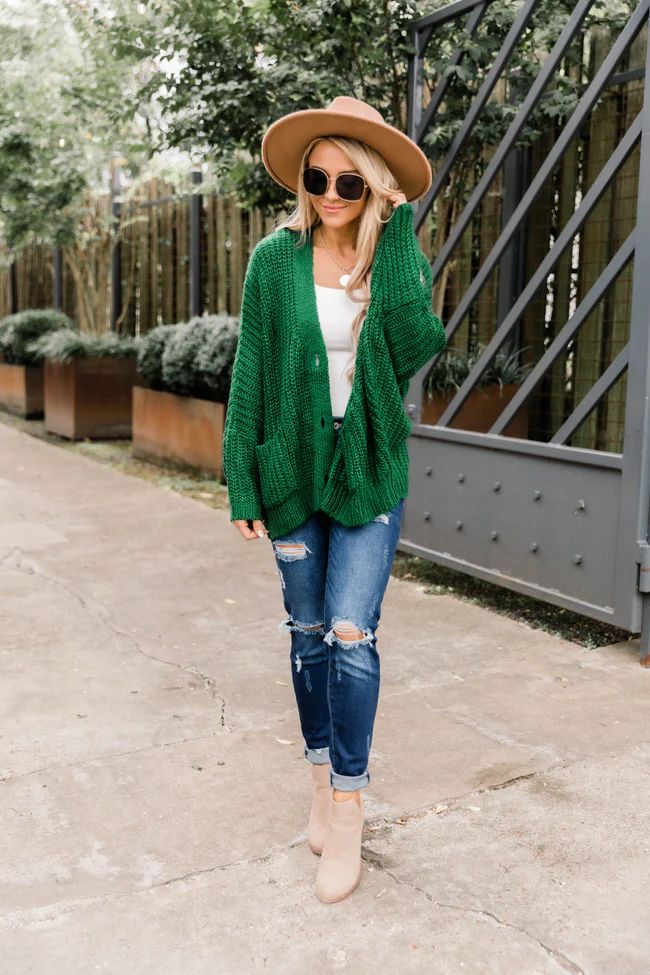 Sundown Awaits Knit Green Cardigan FINAL SALE | The Pink Lily Boutique