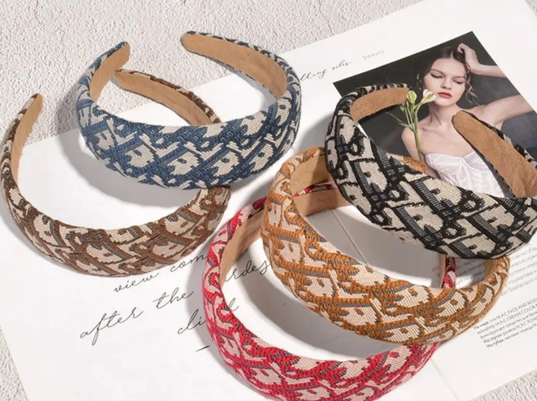 Luxury Embroidered Wide Band Headband | Etsy (US)