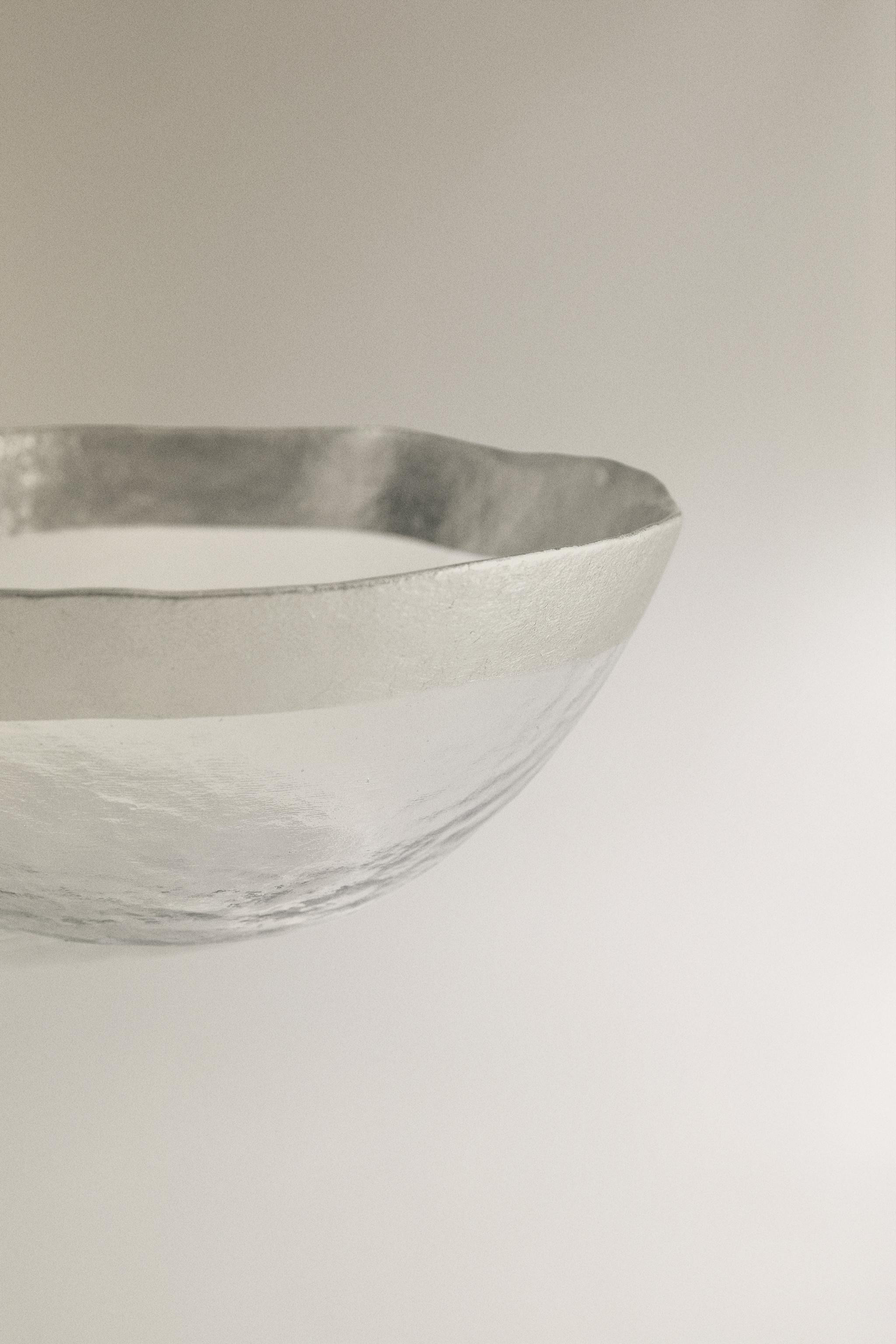 GLASS BOWL WITH RAISED TEXTURE AND SILVER RIM | Zara US