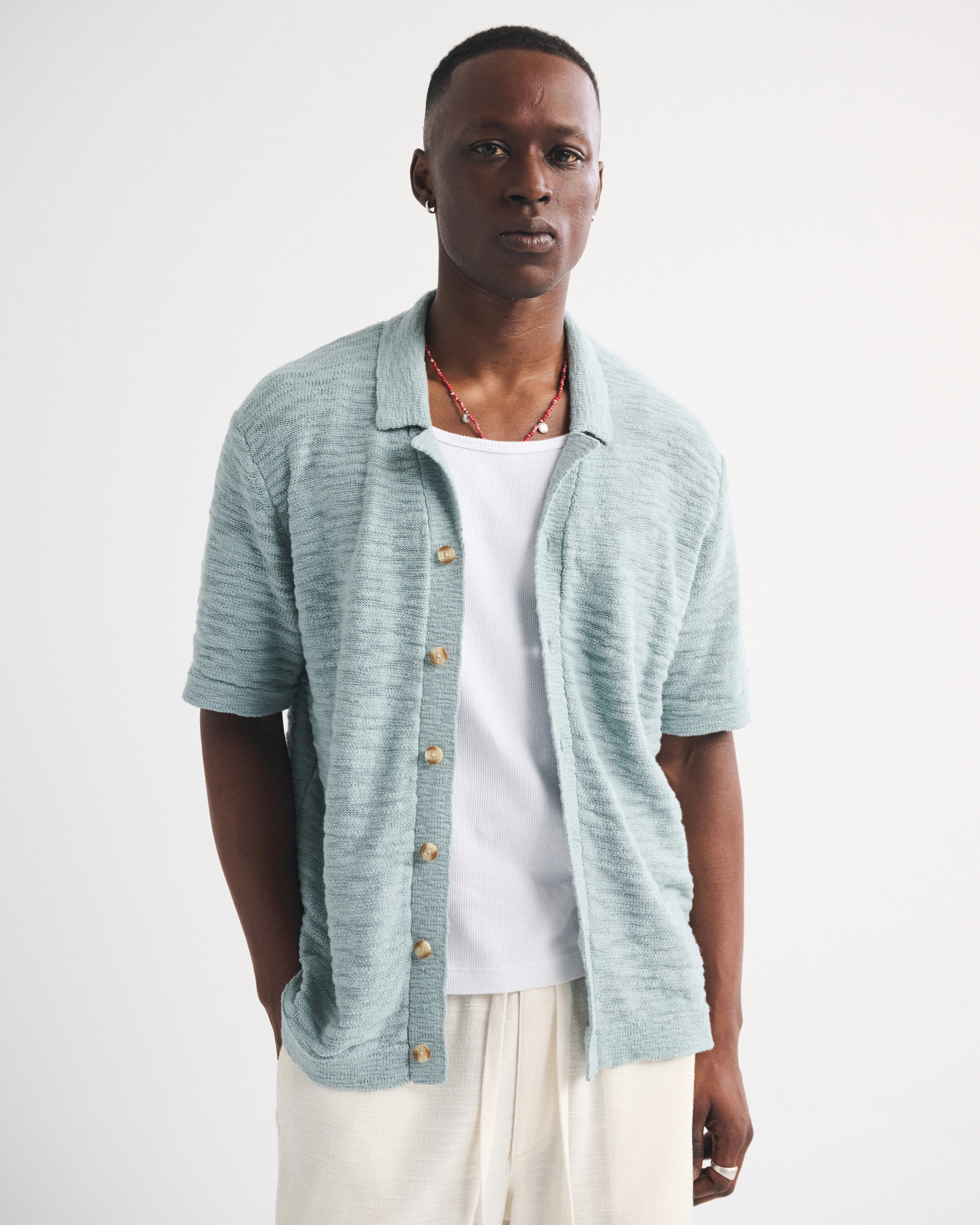 100% Cotton Knit Button-Through Polo | Abercrombie & Fitch (US)
