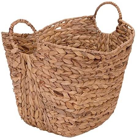 Household Essentials ML-4002 Tall Water Hyacinth Wicker Basket with Handles | Natural, Brown, Nat... | Amazon (US)