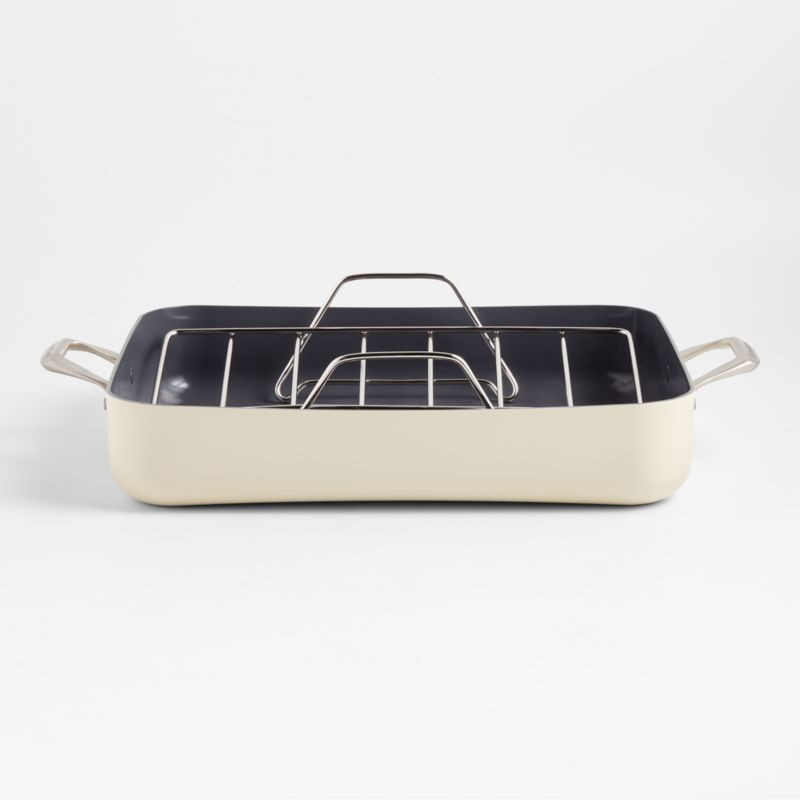 Crate & Barrel EvenCook Core Cream Ceramic Roasting Pan + Reviews | Crate & Barrel | Crate & Barrel