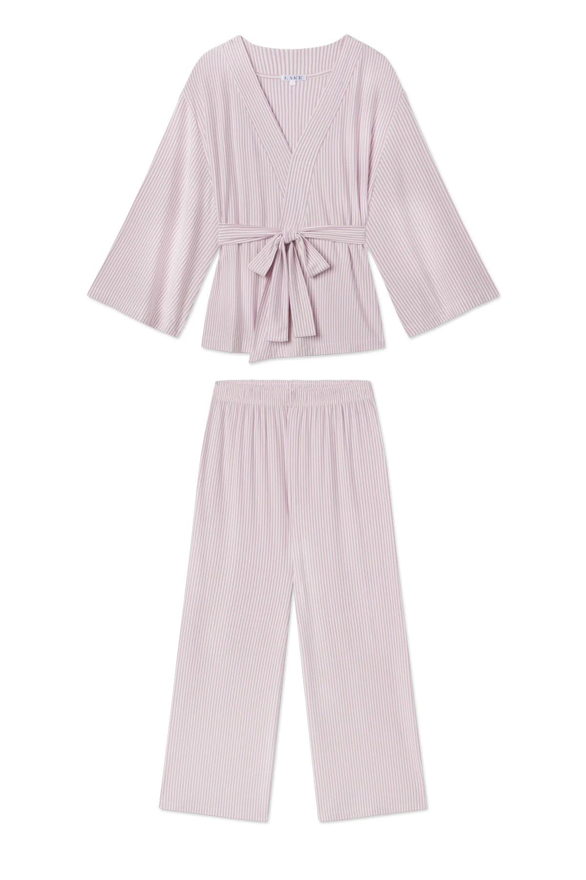 DreamModal Kimono Pajama Set in Hyacinth Pencil Stripe | Lake Pajamas