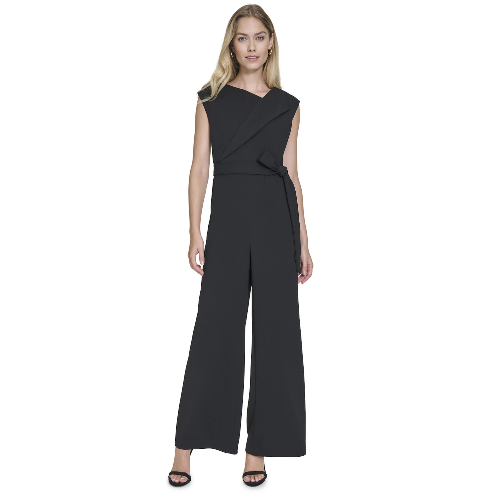 Women's Andrew Marc Sleeveless Asymmetrical Neck Tie Front Jumpsuit | Kohl's