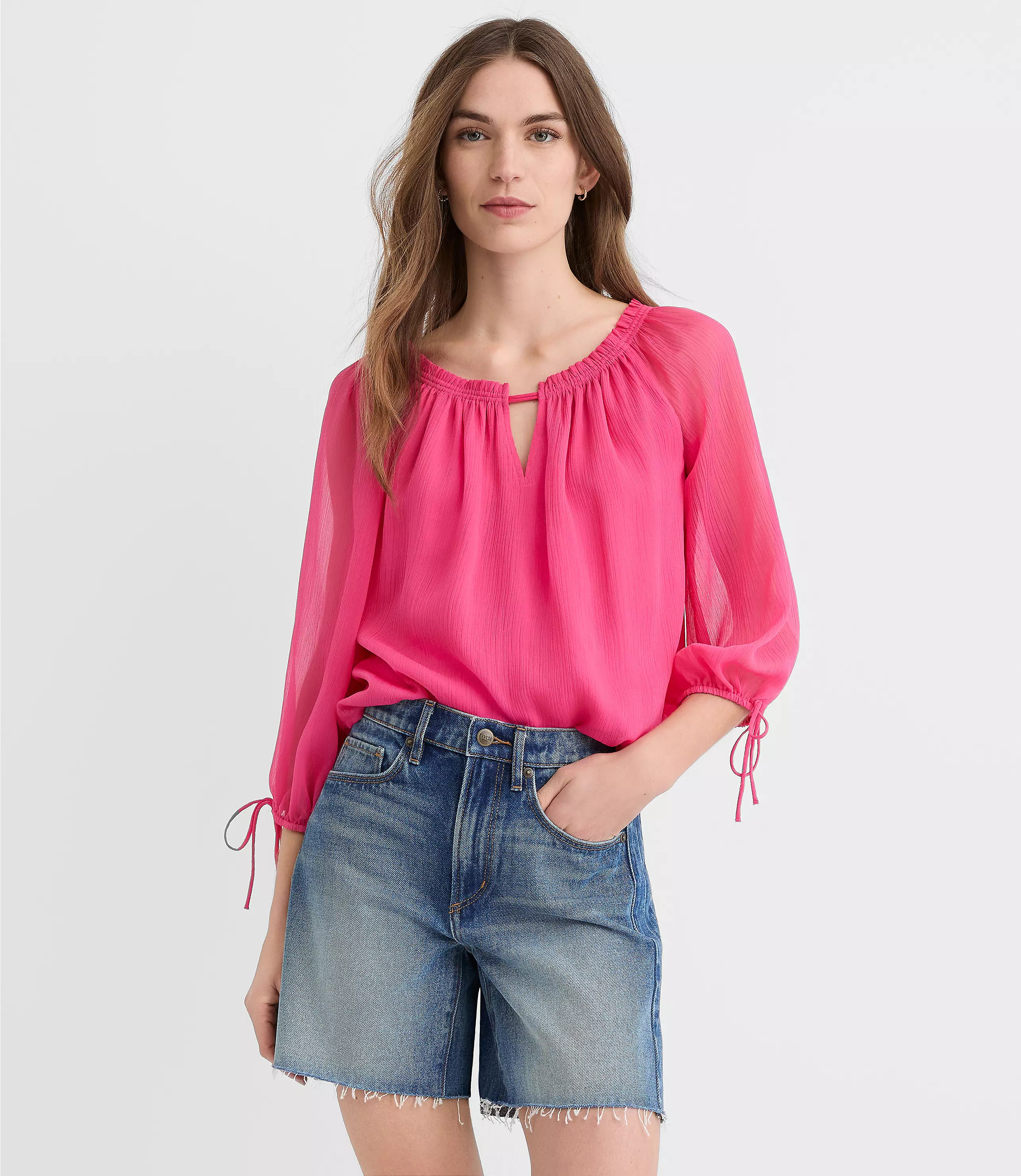 Tie Cuff Off The Shoulder Blouse | LOFT