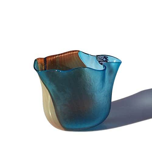 Murano Glass Vase for Home Decor, Handmade Made in Italy Glass Artwork, Amber and Light Blue Mode... | Amazon (US)