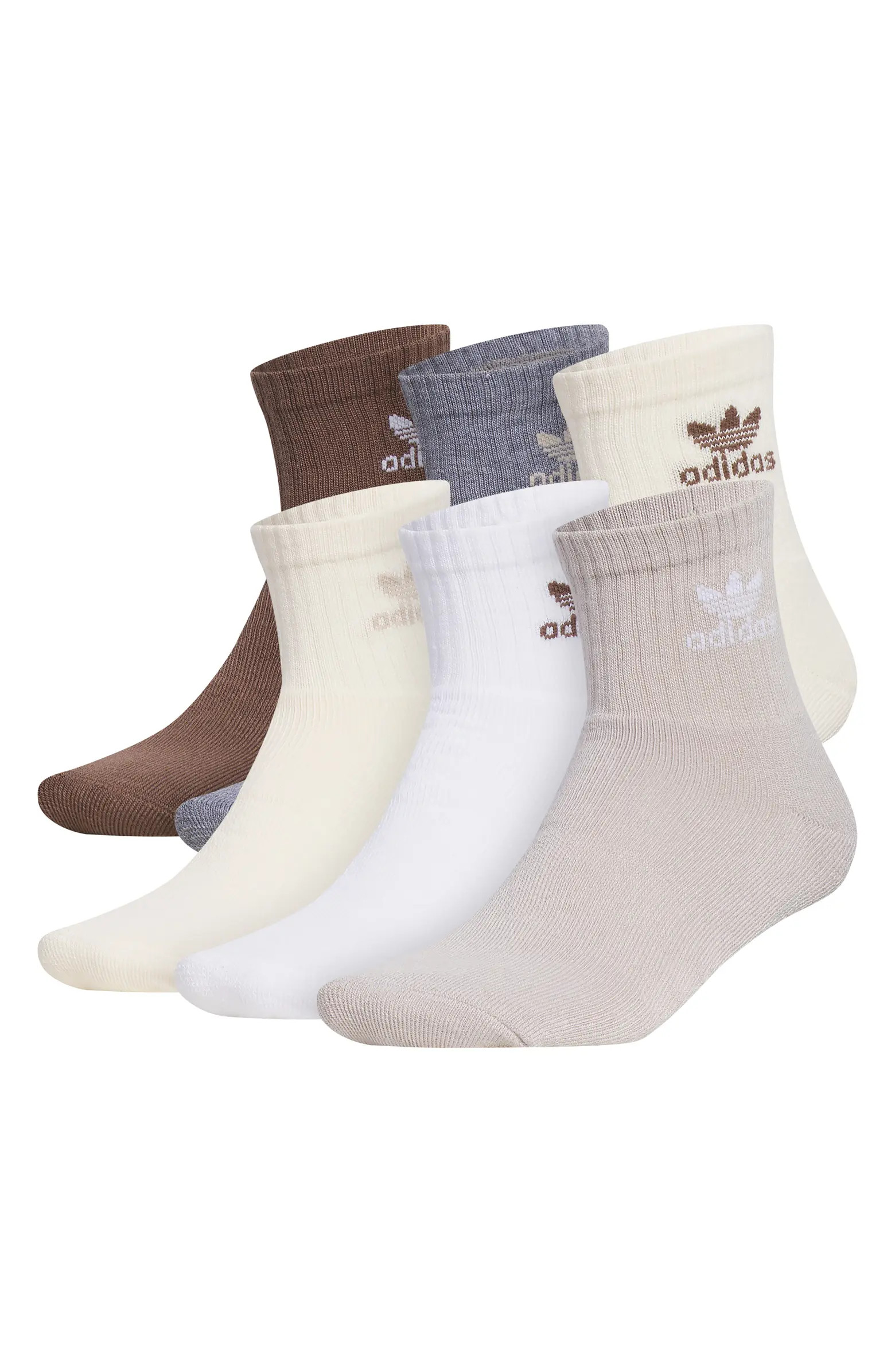 Assorted 6-Pack Trefoil Performance Quarter Crew Socks | Nordstrom