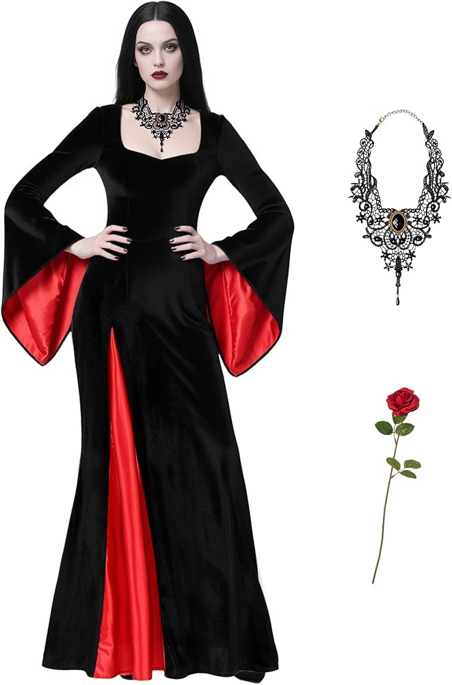Adult Halloween Costume for Women Black Gothic Dress for Role Cosplay | Amazon (US)