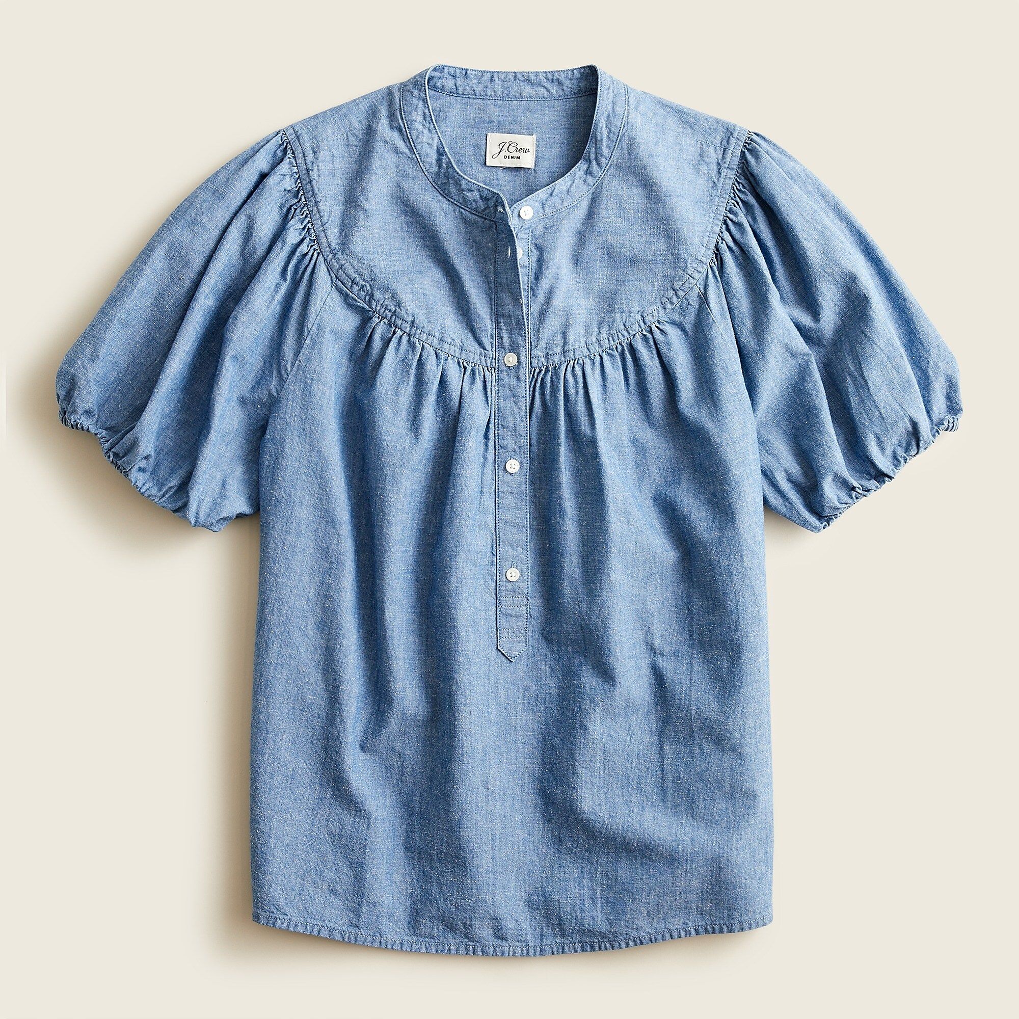 Puff-sleeve chambray popover top | J.Crew US