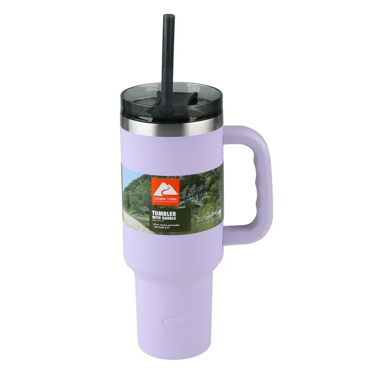 Ozark Trail 40 oz Vacuum-Insulated Stainless-Steel Tumbler with Handle, Purple - Walmart.com | Walmart (US)