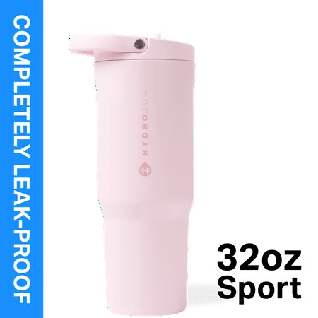 HydroJug Sport 32 oz Stainless Steel Water Bottle with Flip Straw, Insulated Leak-Proof Tumbler for Gym & Outdoor - Pink Sand | Walmart (US)