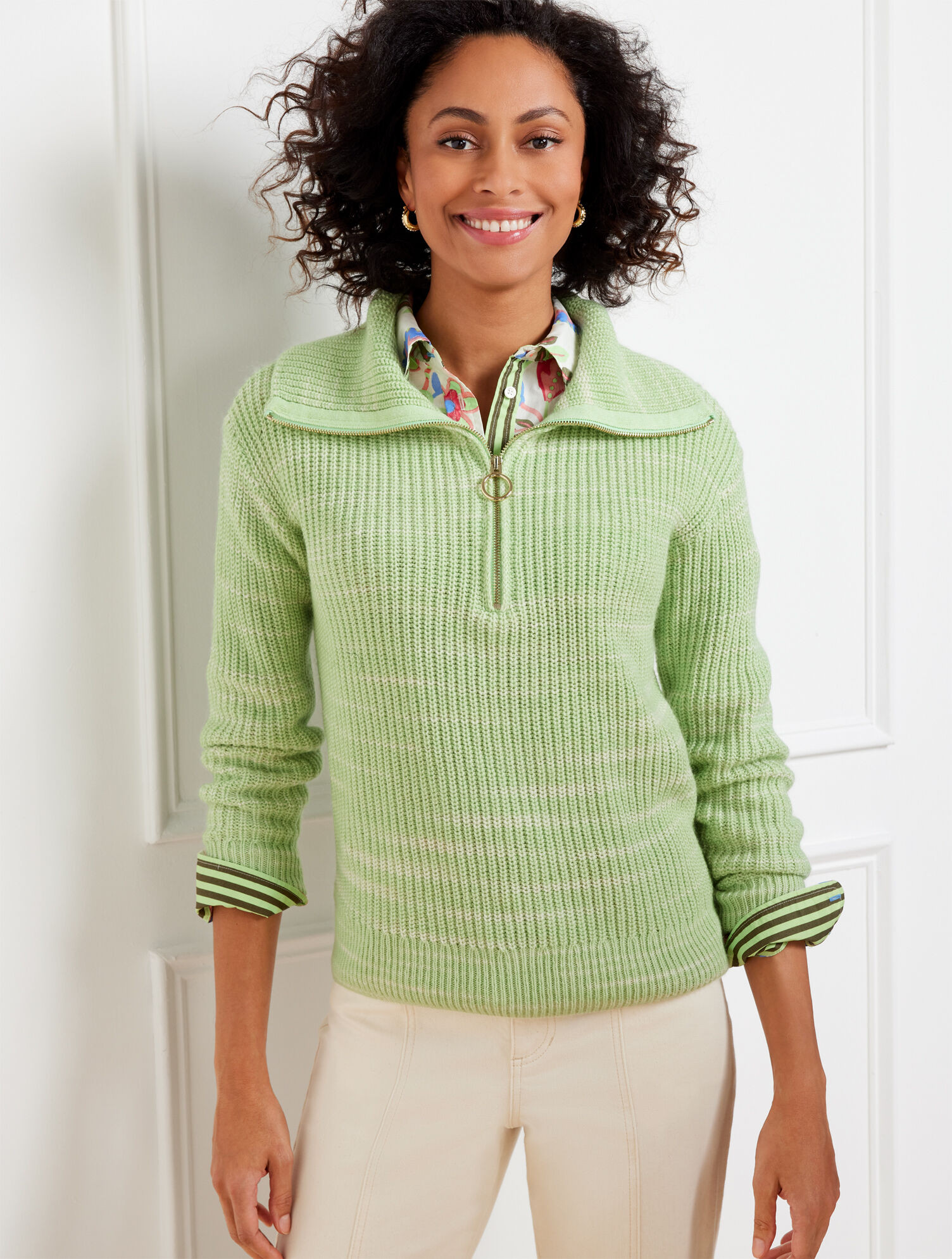 Half-Zip Pullover - Speckled Space Dye | Talbots