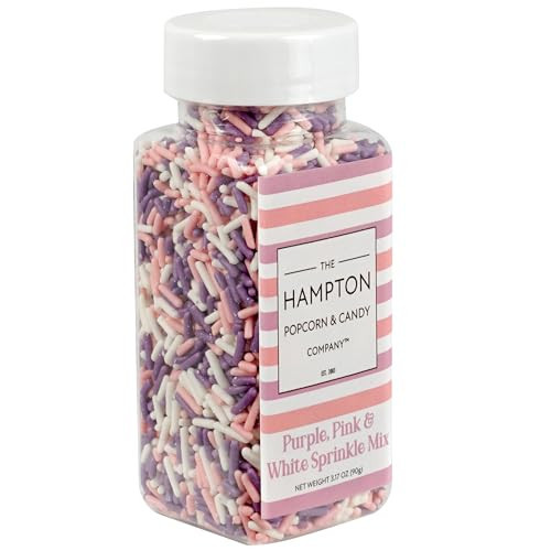 Pink, Purple & White Sprinkles Jimmies 3.17 oz, Sprinkles For Cake Decorating, Cake Sprinkles, Sprinkles For Baking, Ice Cream & More, The Hampton Candy Company | Amazon (US)
