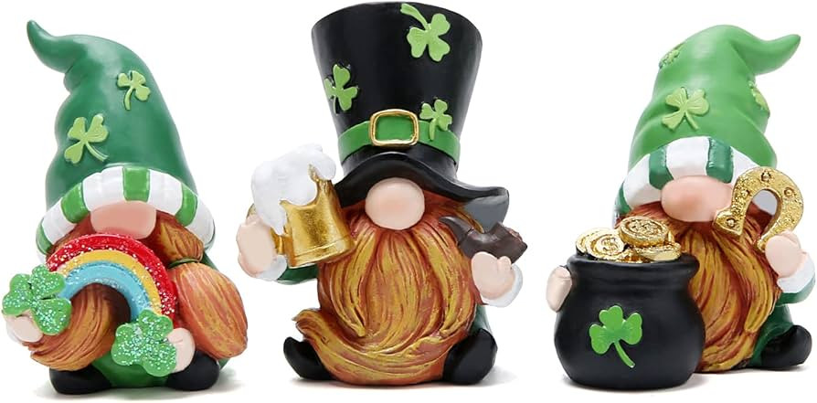 Hodao 3 PCS St Patricks Day Gnome Decoration Beard Elf for Home Table Ornament Decor Dwarf Figuri... | Amazon (US)