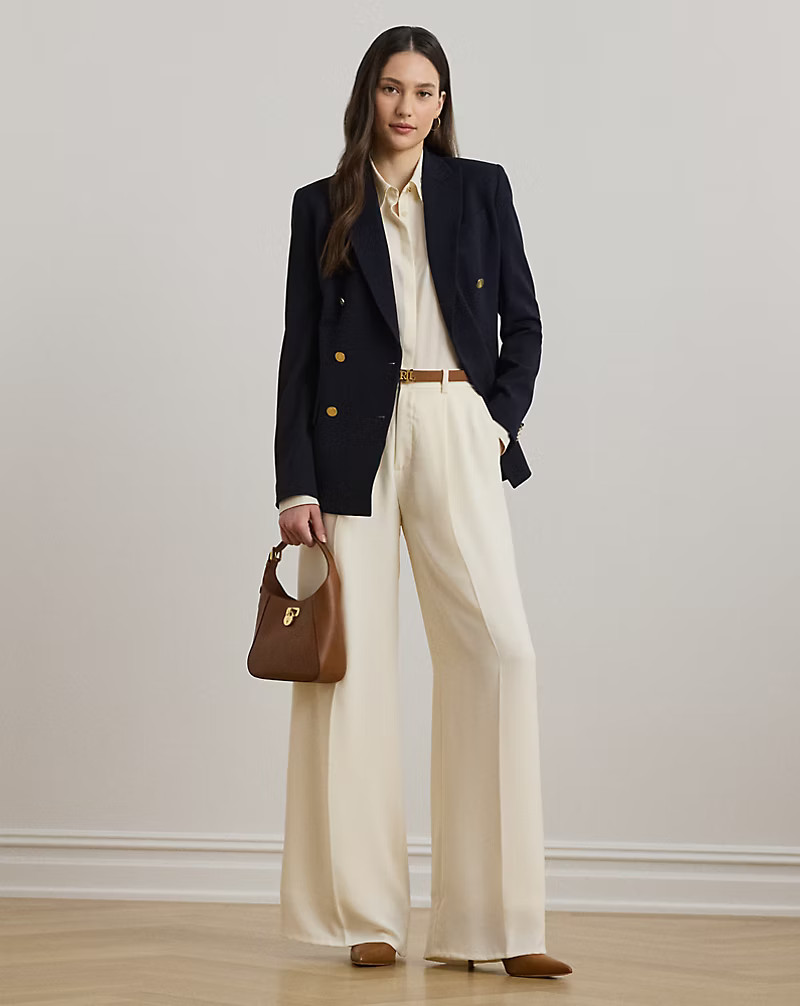 Double-Faced Georgette Wide-Leg Trouser | Ralph Lauren (UK)