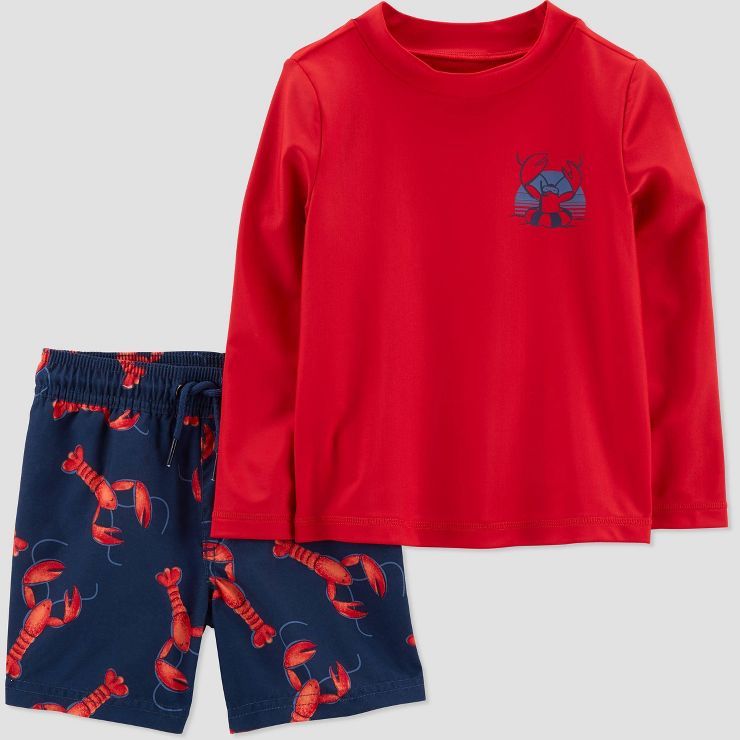 Carter's Just One You® Toddler Boys' 2pc Lobster Rash Guard Set - Red | Target