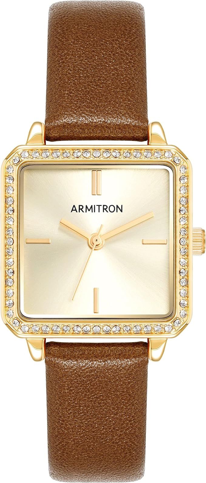 Armitron Women's Genuine Crystal Accented Leather Strap Watch, 75/5597 | Amazon (US)