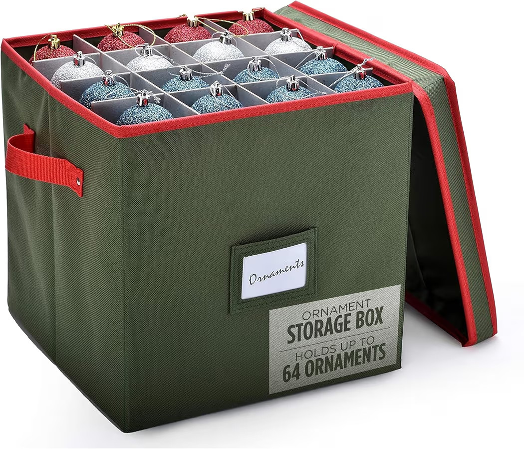 Handy Laundry Christmas Ornament Storage - Stores upto 64 Holiday Ornaments, Adjustable Dividers,... | Amazon (US)
