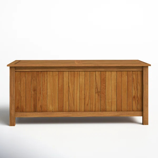 Birch Lane™ Summerton Water Resistant Solid Wood Teak Deck Box in Natural Teak | Wayfair North America