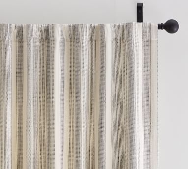 Hawthorn Striped Cotton Curtain, 50 x 84", Charcoal | Pottery Barn (US)