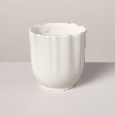 Scalloped Ceramic Lavender and Birch Jar Candle Cream - Hearth & Hand™ with MagnoliaThis item i... | Target