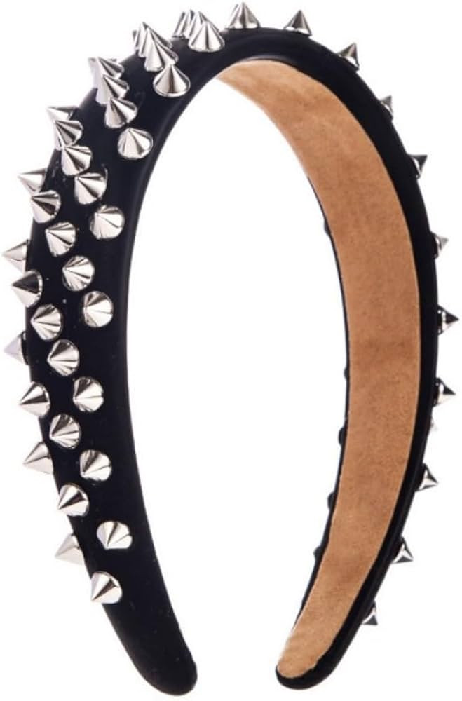 Punk Studded Headband, Rock Roll Hair Band, Spike Hair Clips for Halloween Cosplay Party (Black) | Amazon (US)