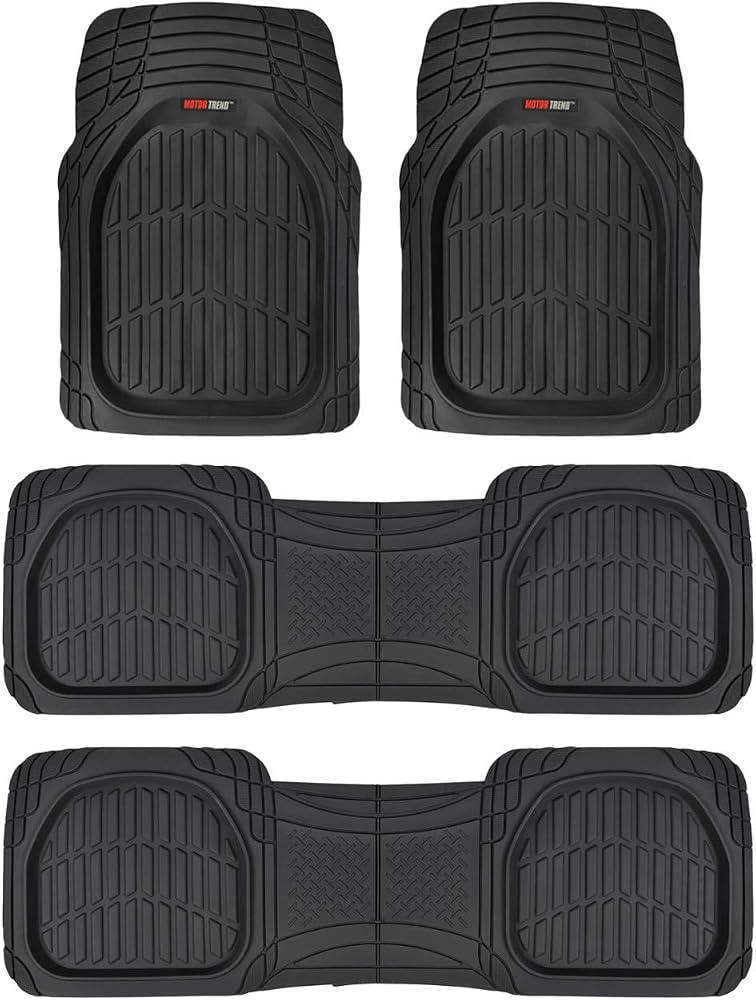 Motor Trend Original FlexTough Black Rubber Car Floor Mats for 3 Row Vehicles, Front & Rear 2nd R... | Amazon (US)