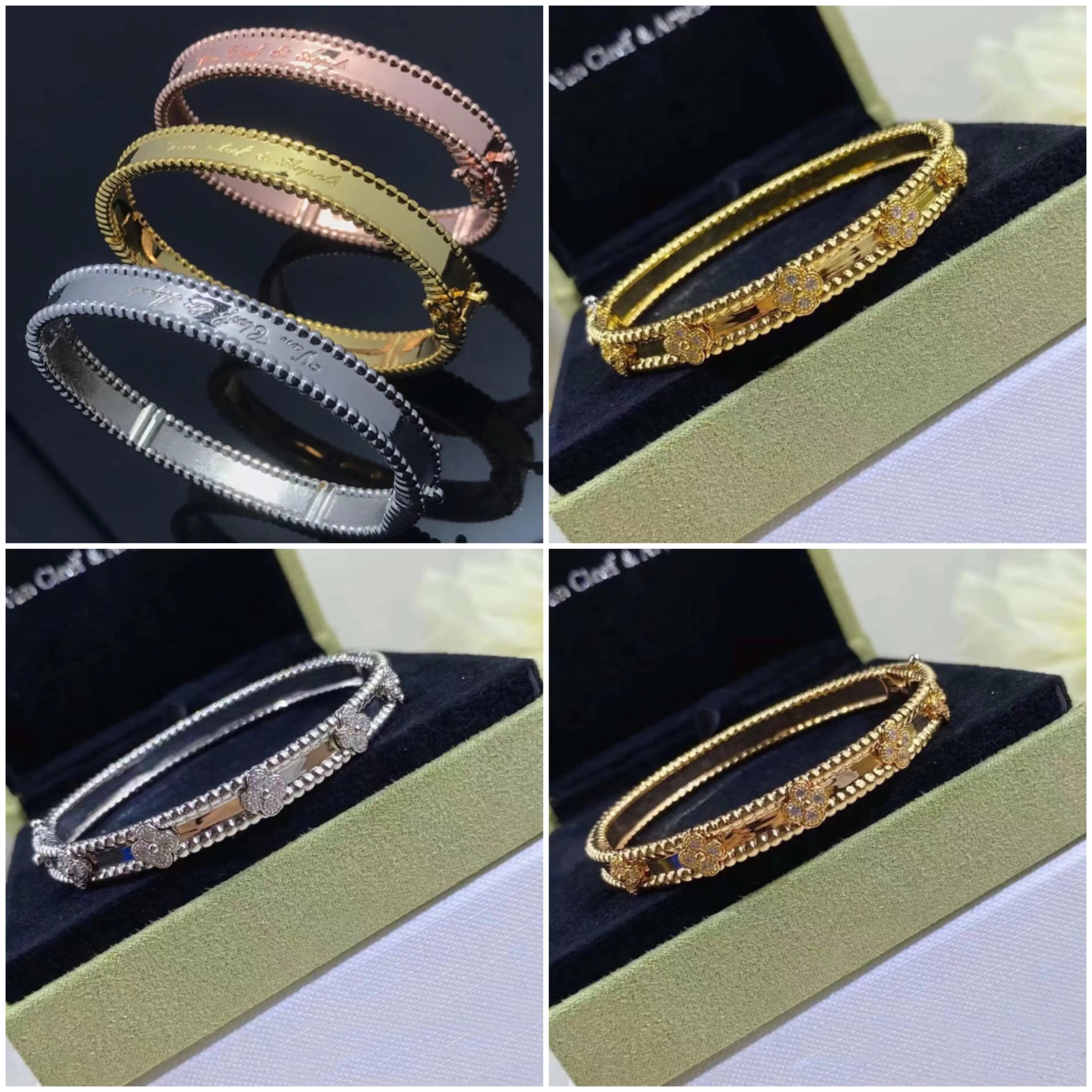 Dupe VCA Bracelet Not Anklets 17.5cm 18.5cm Engraved Pattern Bracelets With Box Gold Rosegold Sil... | DHGate