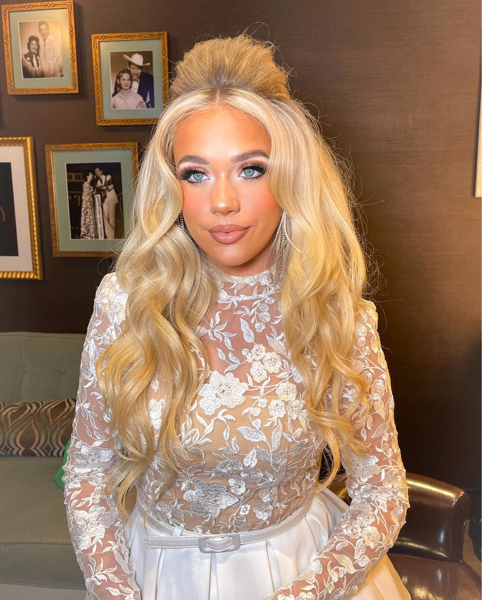 Megan Moroney Opry glam! Her foundation shade is 17N, the two shadows I used in the blush crush palette are “Blossom Up” and “Enamored” in the Natasha palette I used the pinky white shadow, in the Mario palette I used his white, and two of his lightest brown shadows to cut her crease. Shimmer is from both the super shock shadow and the Mario Crystal reflector. The concealer is in the shade “Oat”I mixed the Anastasia lipstick with the Charlotte lipstick. All in all, this makeup did take me 2 hours and I looooved how it turned out! 

#LTKbeauty