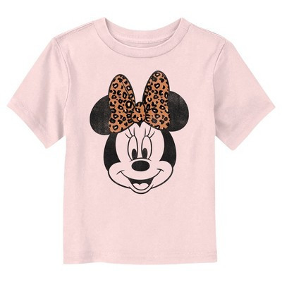 Toddler's Mickey & Friends Distressed Minnie Mouse With Cheetah Print Bow  T-Shirt - Light Pink - 2T | Target