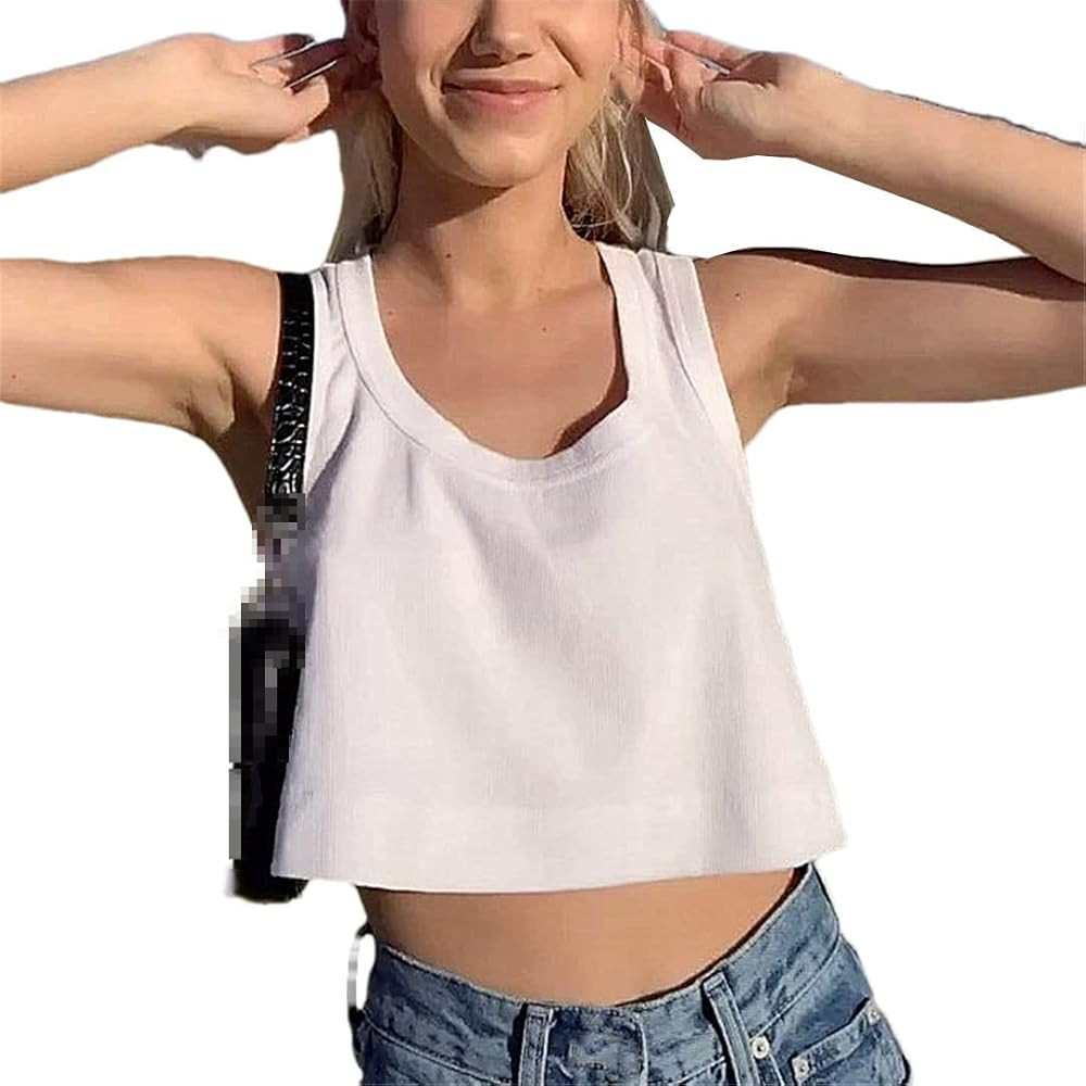 Basic Casual Tank Top Sleeveless Off Shoulder Fashion Crop Tops | Amazon (US)