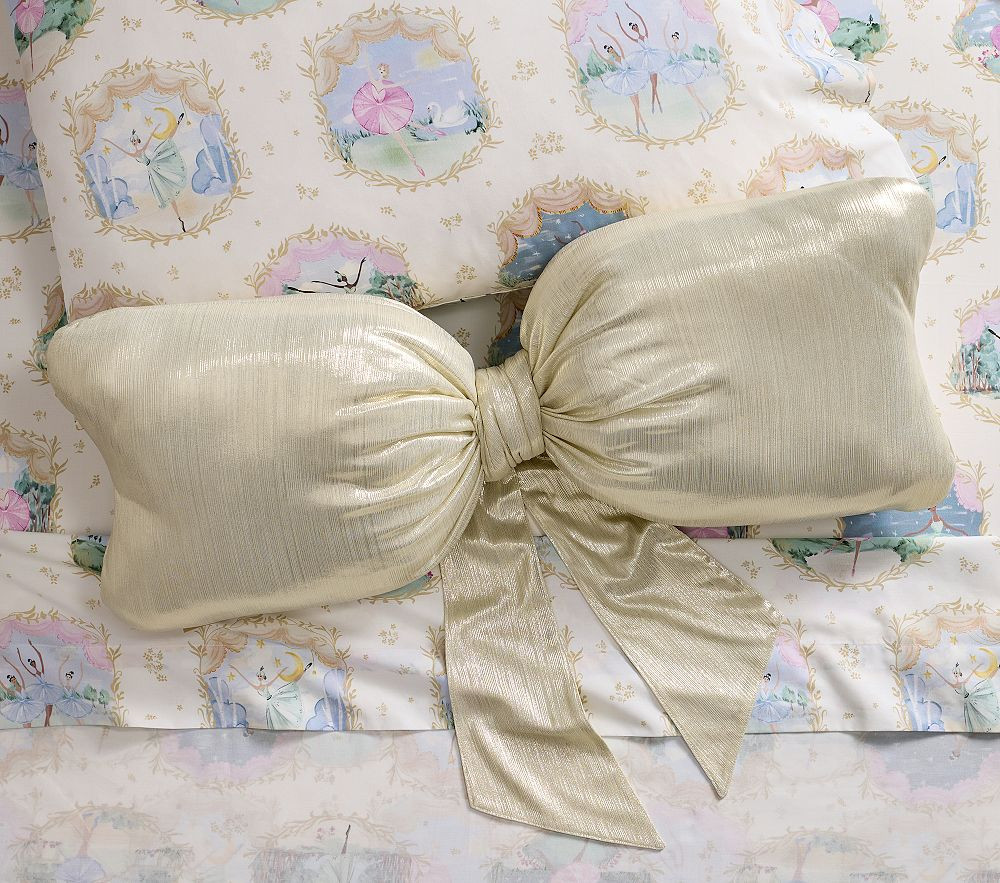 Gold Bow Pillow | Pottery Barn Kids