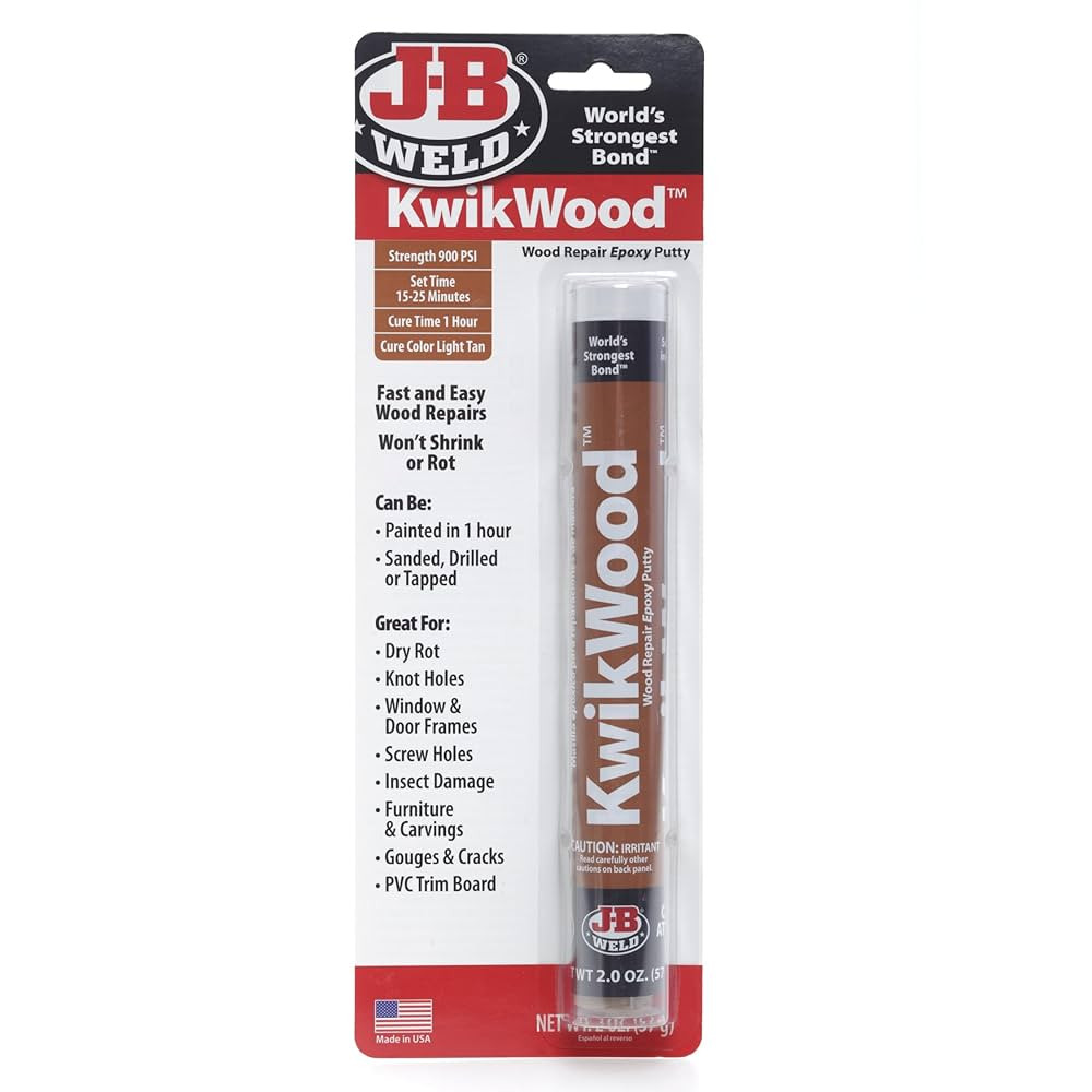 J-B Weld 8258 KwikWood Wood Repair Epoxy Putty Stick-7 inch, Beige | Amazon (US)