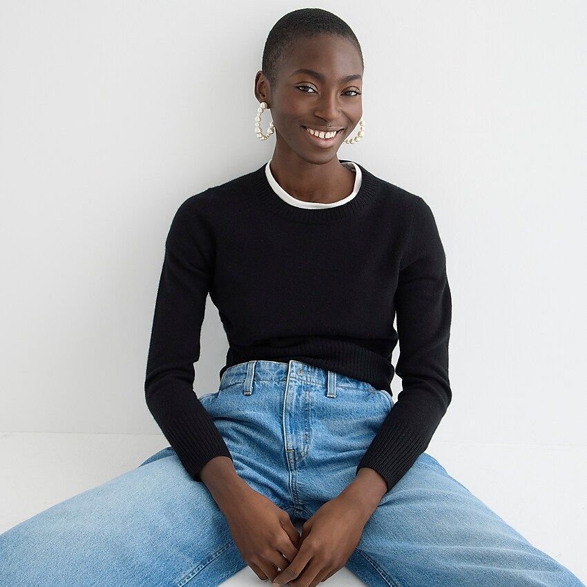 Cropped cashmere crewneck sweater | J.Crew US