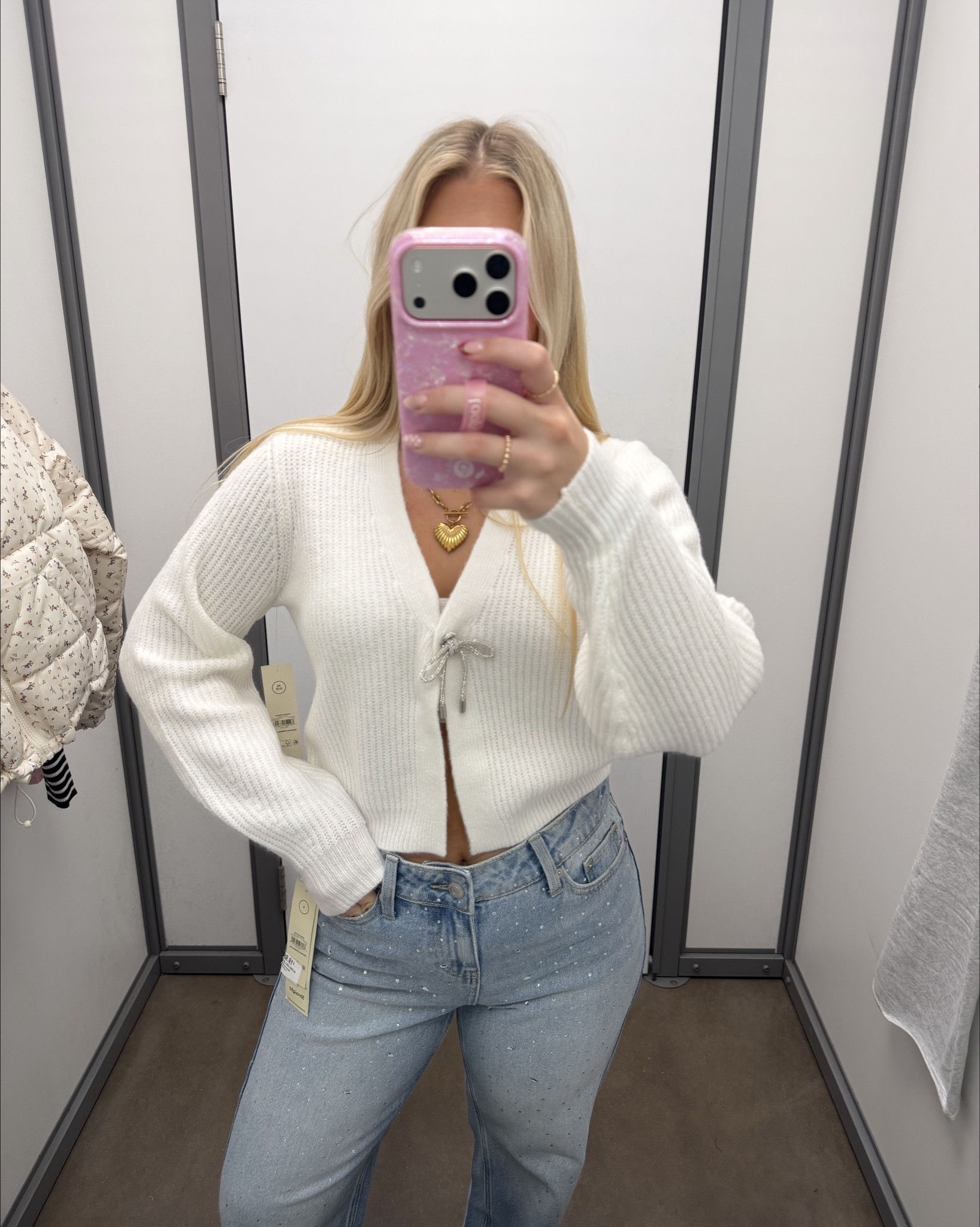 Okayyy WALMART! They have the cutest clothes right now. These sparkly jeans paired with the sparkle bow cardigan is perfection. I am size 0 in jeans and they fit perfect!

#LTKPetite #LTKFindsUnder50 #LTKootd