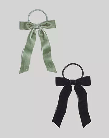 Two-Pack Velvet Bow Hair Elastic | Madewell