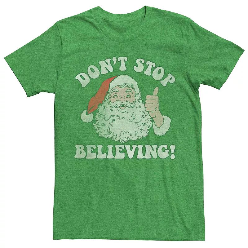 Men's Santa Claus Don't Stop Believing Vintage Christmas Graphic Tee, Size: Medium, Med Green | Kohl's