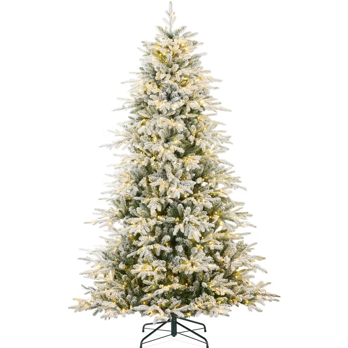 Best Choice Products Pre-Lit Flocked Full Aspen Noble Fir Christmas Tree w/ 2-in-1 Glowing LEDs | Target